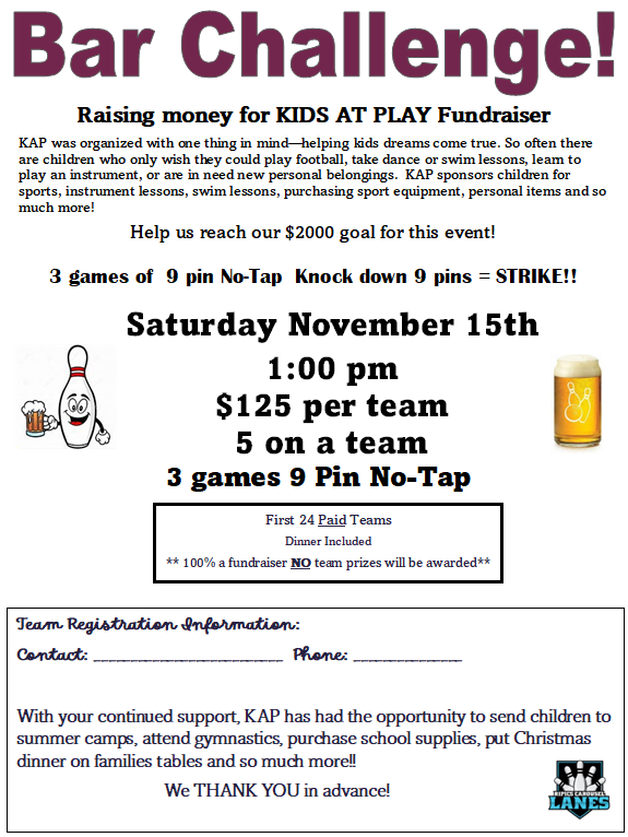 bar challenge flyer